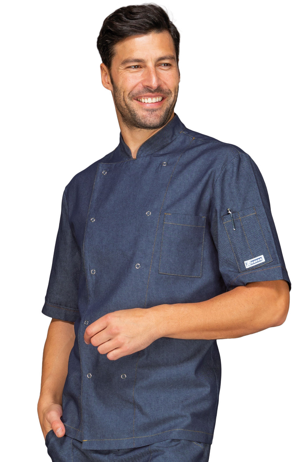 giacca cuoco jeans bottoni a pressione m/m giacca cuoco jeans bottoni a pressione m/m