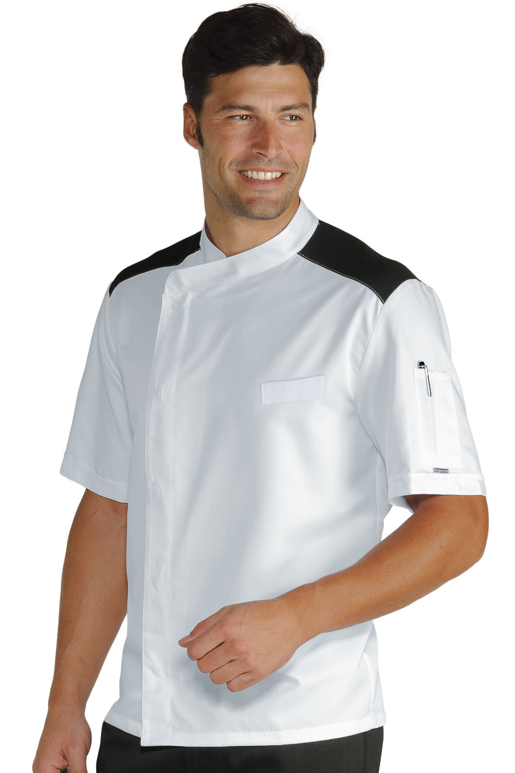 giacca cuoco malaga microfor m/m bianco+nero giacca cuoco malaga microfor m/m bianco+nero