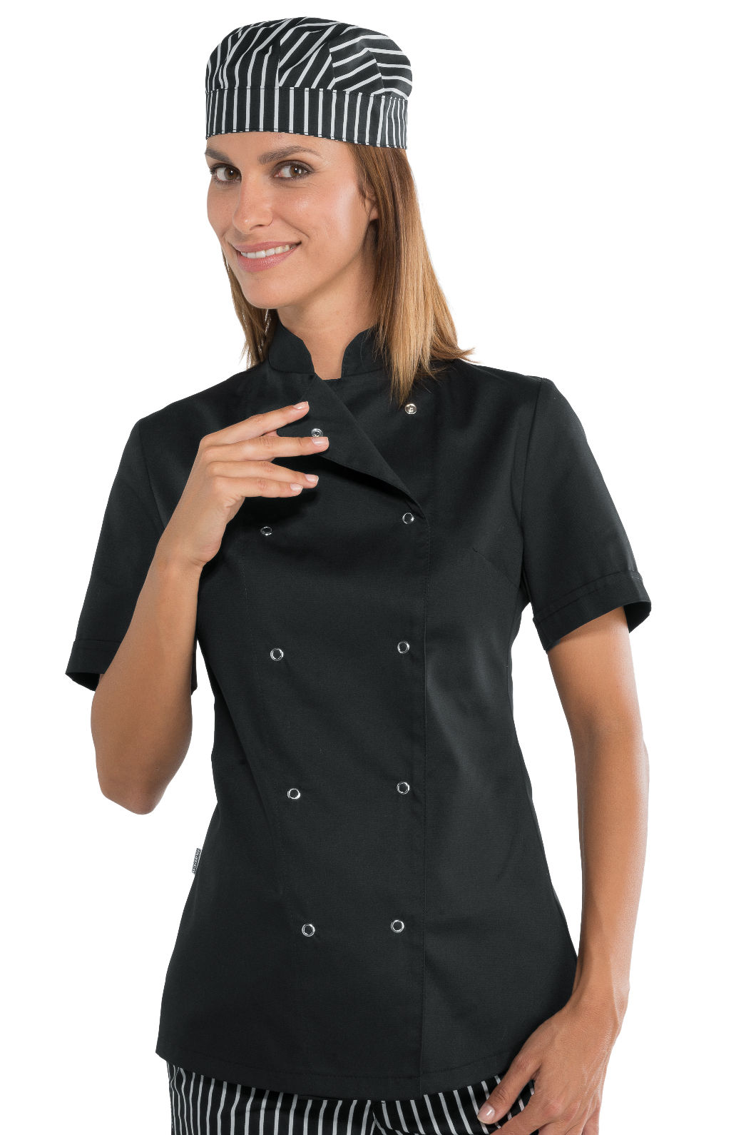 giacca ladychef bottoni a pressione mezza manica nero giacca ladychef bottoni a pressione mezza manica nero