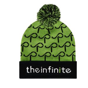 berretto jacquard in acrilico orlo con pom pom 2 strati