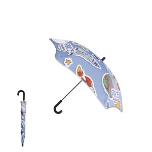 ombrello bambini 8 falde 19″, 86 cm di diametro. pongee. manuale. antivento, stecche in fibra e asta in metallo.