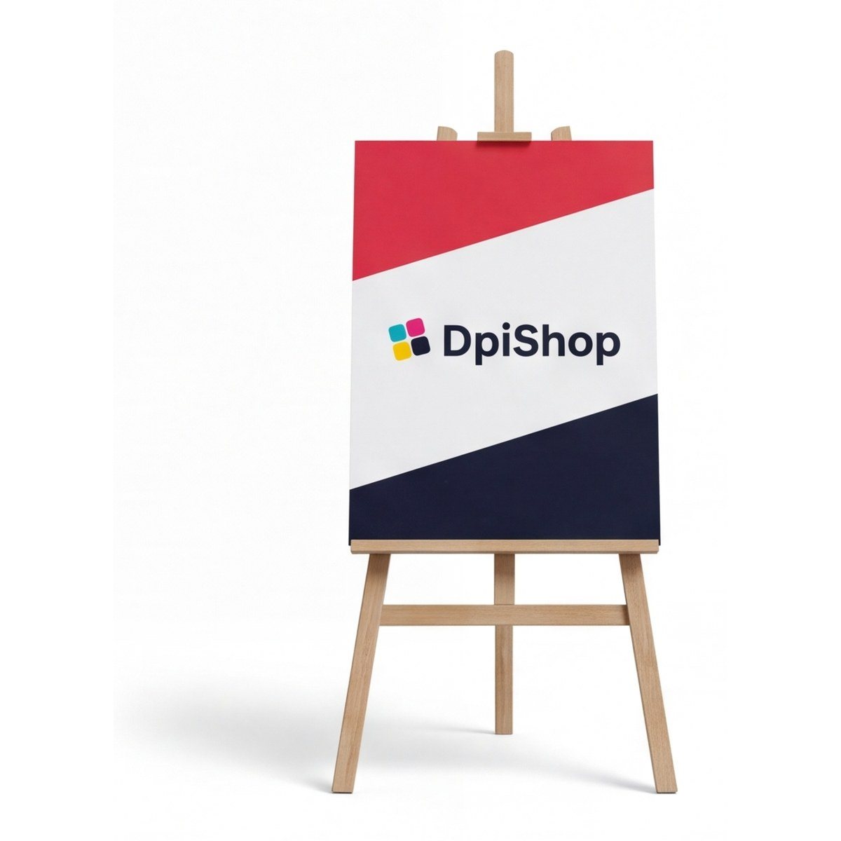 Display con cavalletto in legno, sistema incl. stampa