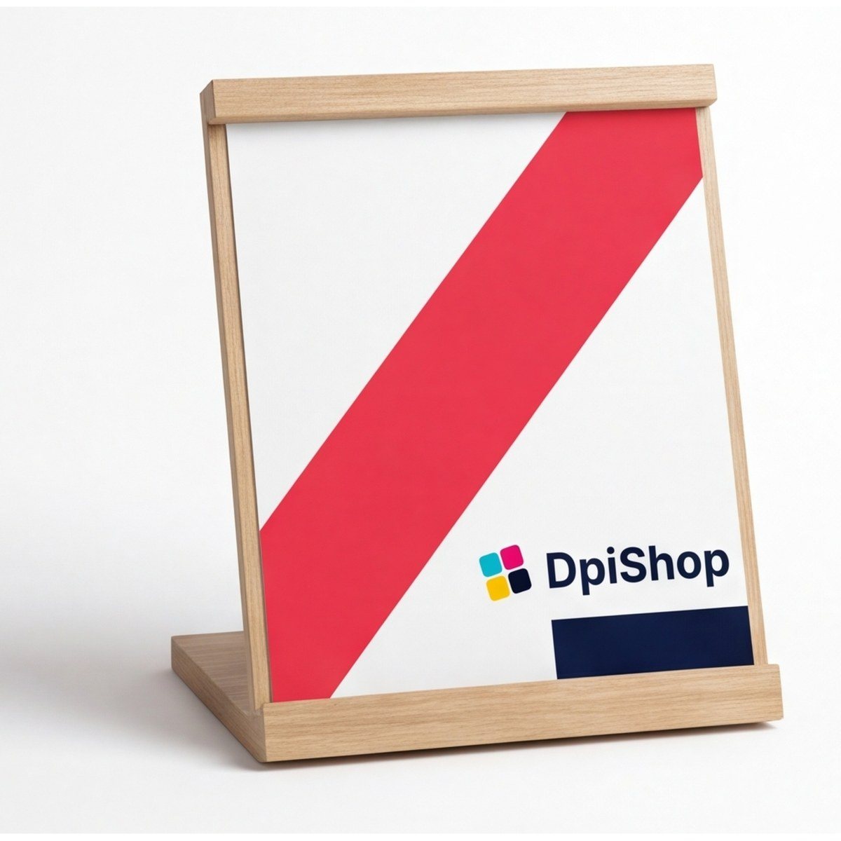 L-Display in legno con barre di legno, sistema incl. stampa